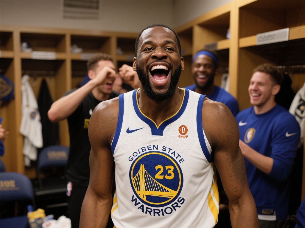 追梦赛后回更衣室高喊:惊喜来了,猜不到吧! 追梦格林以直率、幽默和激情著称,在比赛中